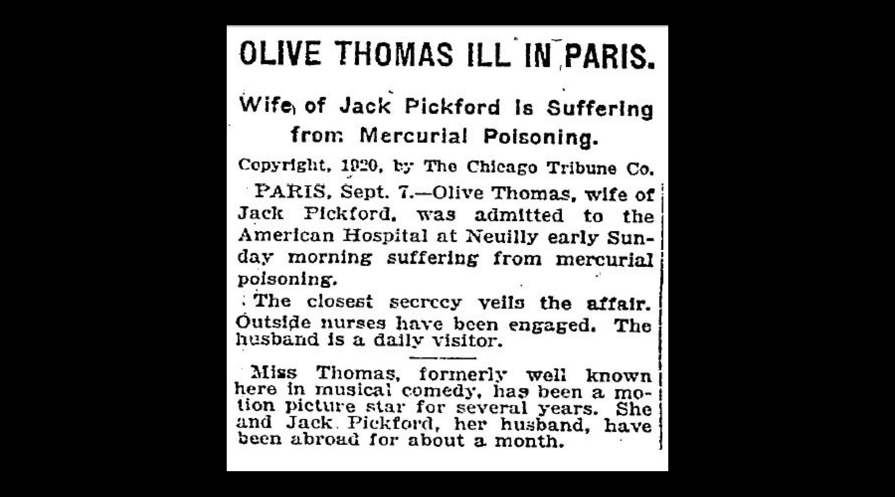 Olive drank poison around 3 a.m. at the Ritz Hotel that night. It's unclear if Jack was there at the time or if he was out.