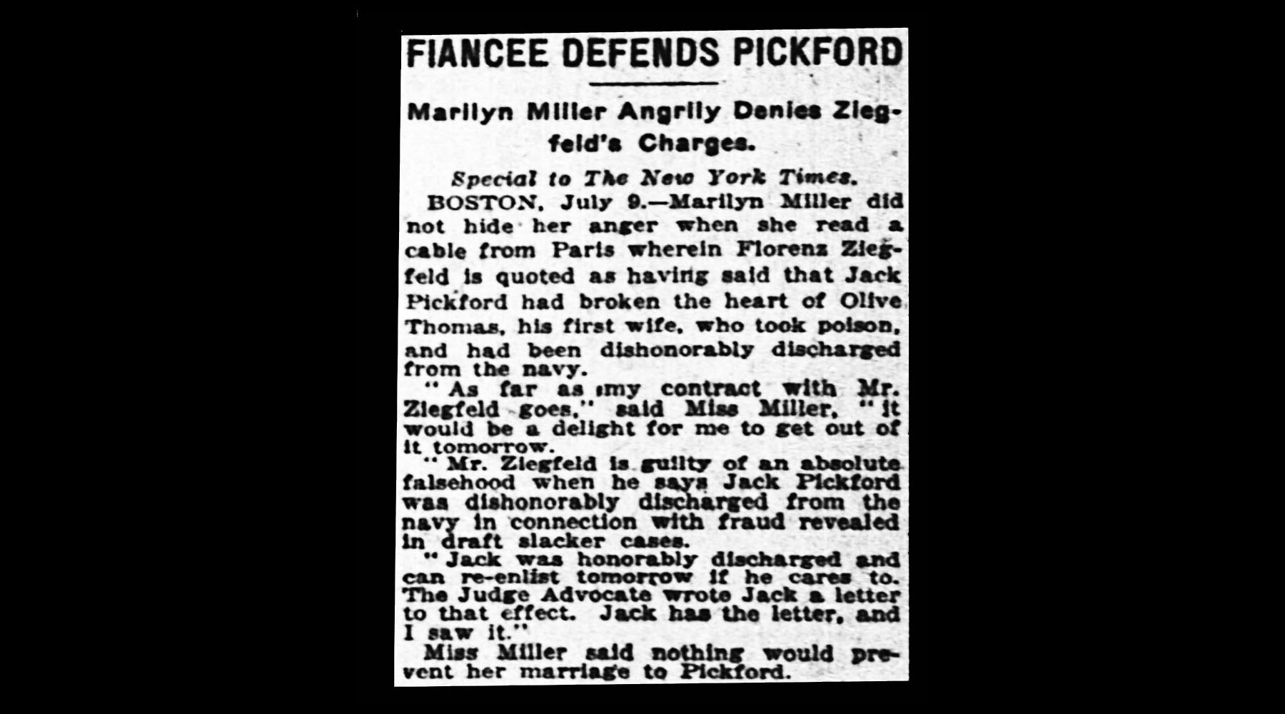 Marilyn publicly denies Florenz's claims about Jack and wants out of her contract with him. The marriage only lasts five years.
